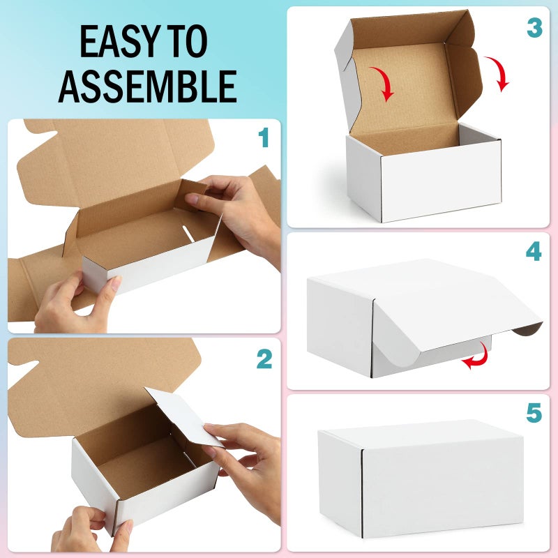 Poever Shipping Boxes 6x4x3 inches Small Mailing Boxes 25 Pack White Cardboard Corrugated Box Mailers - Image 4